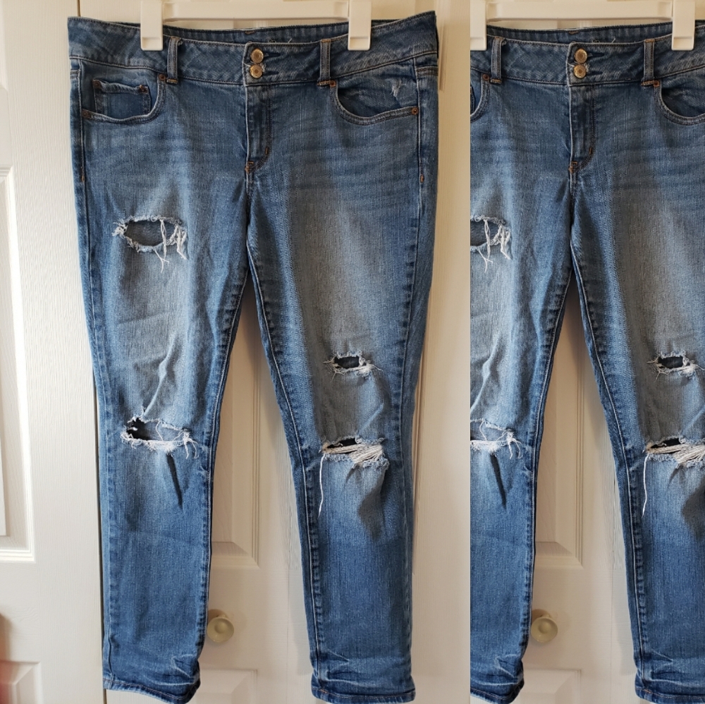 AE Distressed Mom Jeans